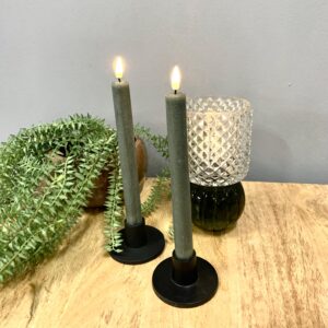 LED kronelys - grøn 18 cm