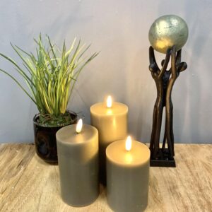 LED bloklys 3pak - Sand Ø7,5 cm