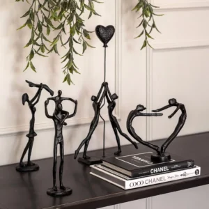 Hjerte metalfigur Sort