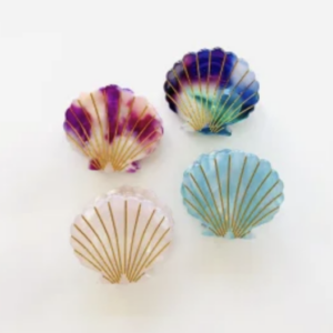 Hårklemme - Mini Musling Lilla/Hvid