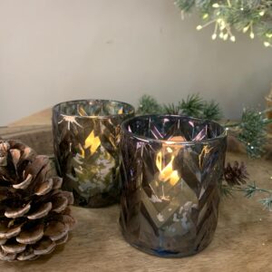 Fyrfadsstage Blågrøn m/ guldeffekt