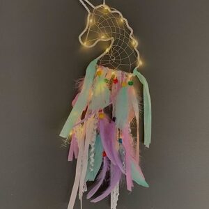 Drømmefanger Unicorn figur med lyskæde