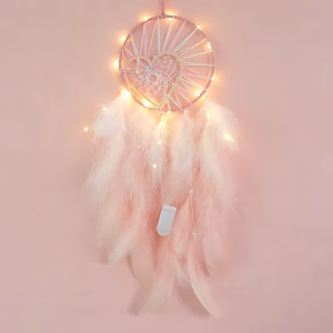 Drømmefanger Rosa med Hjerte og Lys