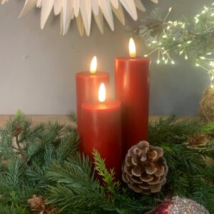 LED lys sæt med 3 vinrøde og fjerbetjening