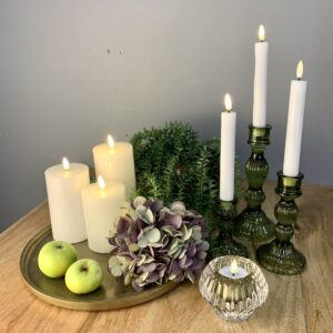 LED bloklys 3pak - Hvide Ø7,5 cm m/Fjernbetjening