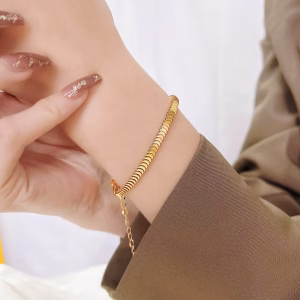 Kraftigt Slange Armbånd Vandfast, Guld