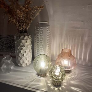 Lampe kogle LED D12x11cm glas - grøn