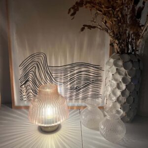 Lampe LED D17x17cm glas - Lyserød