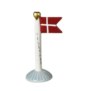 Flag tillykke 8x5x14 keramik - Blå fod