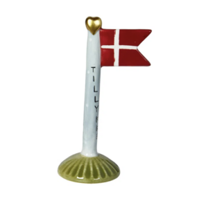 Flag tillykke 8x5x14 keramik - Grøn fod