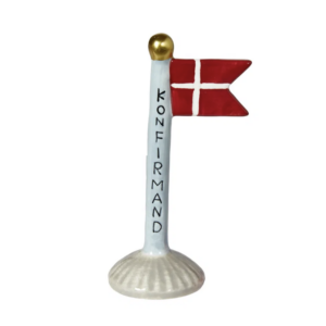 Flag konfirmand 8x5x14cm keramik - Hvid fod