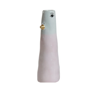 Vase and D5x16cm keramik - Mint hoved/lyserød m. prikker