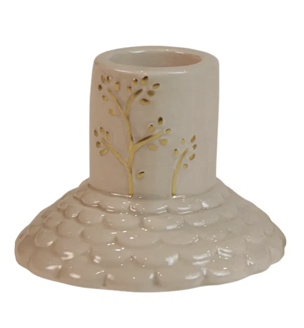 Lysestage D7x5,5cm keramik - Sand - Billede 2