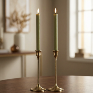 Deluxe LED Kronelys Grøn – Real Flame LED Lys Ø2 × 24 cm (2 stk.)