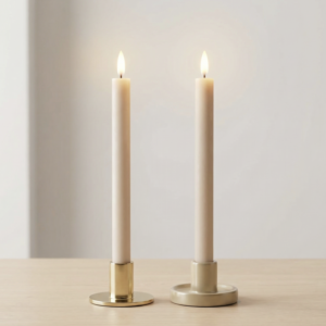 Deluxe LED Kronelys Creme – Real Flame LED Lys Ø2 × 24 cm (2 stk.)