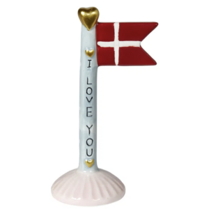 Flag "I love you" 8x5x14cm keramik - Lyserød fod