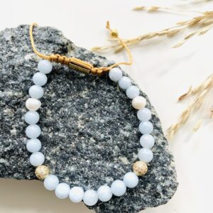 Knyttet Armbånd Sart blå / Perler