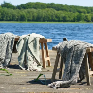 Plaid m/frynser Mørkegrøn