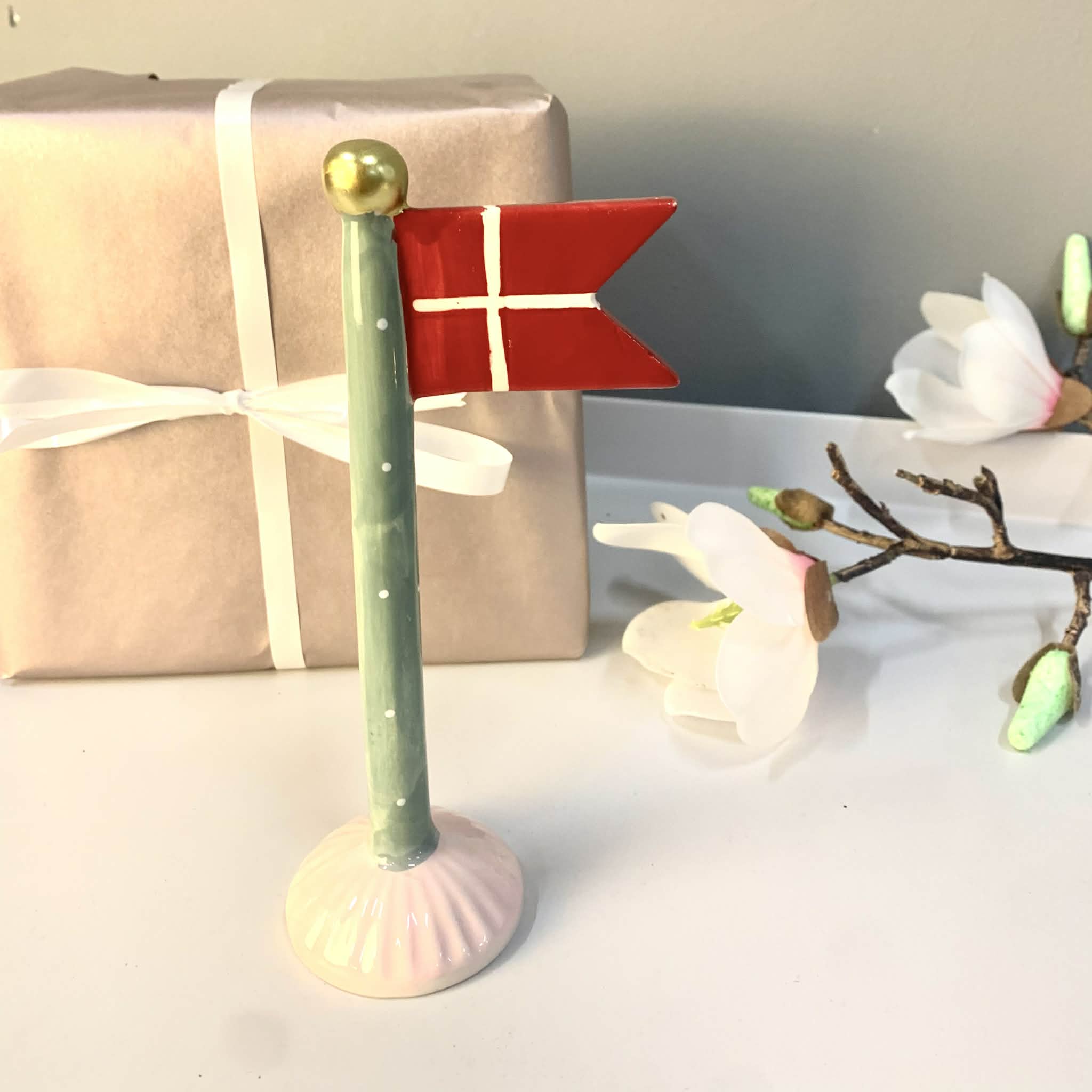 Keramik flag 18 cm Rosa fod Aqua - Billede 3