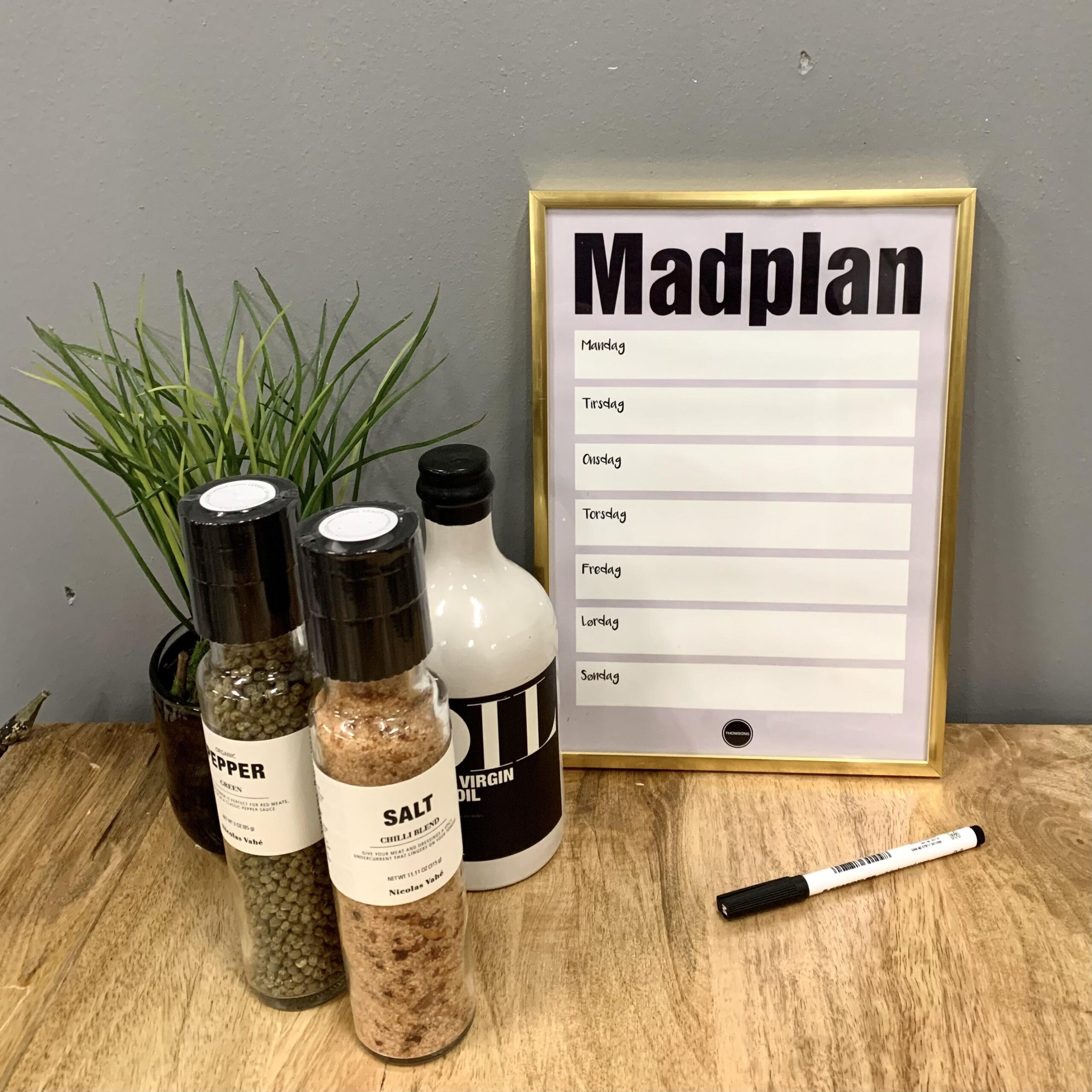 Madplan Grå Træ Ramme