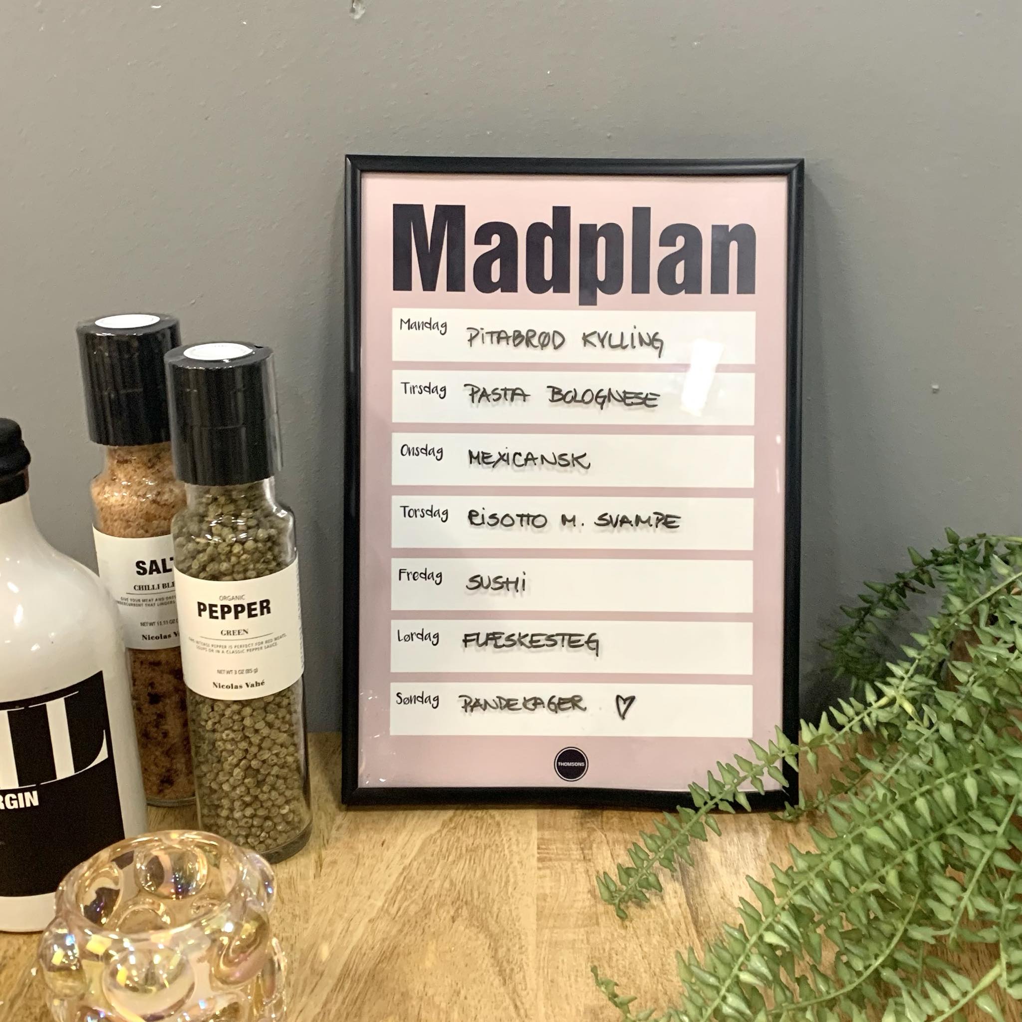 Madplan Rosa Sort Ramme - Billede 2