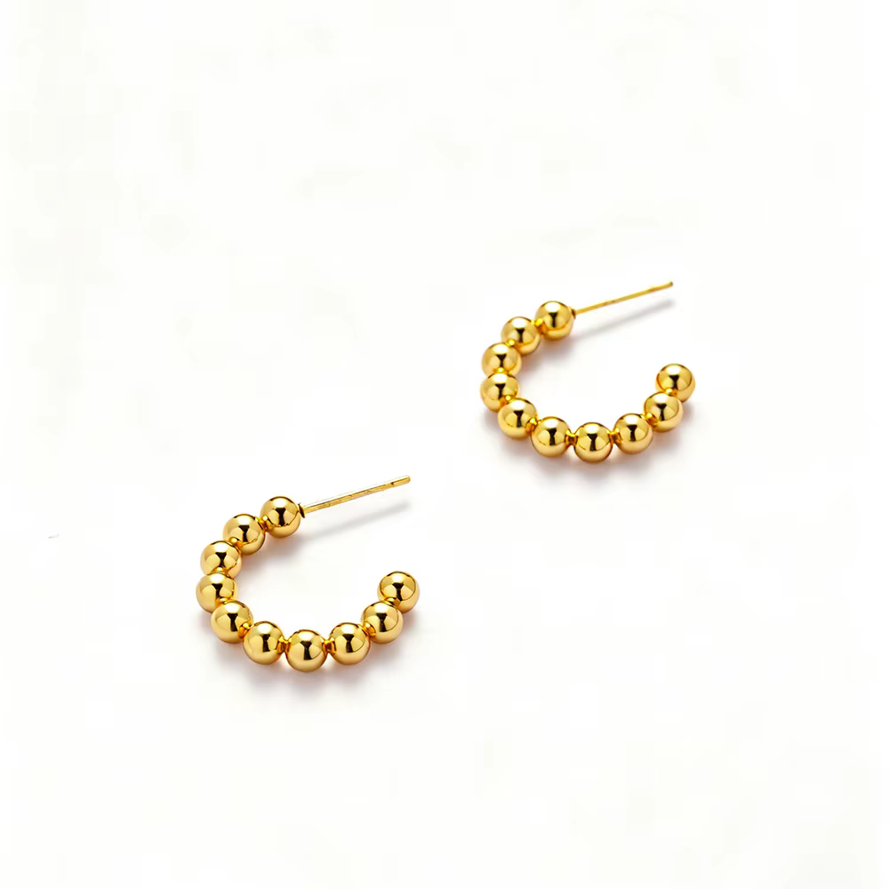 Moderne Hoop Øreringe Kugler Guld - Billede 2