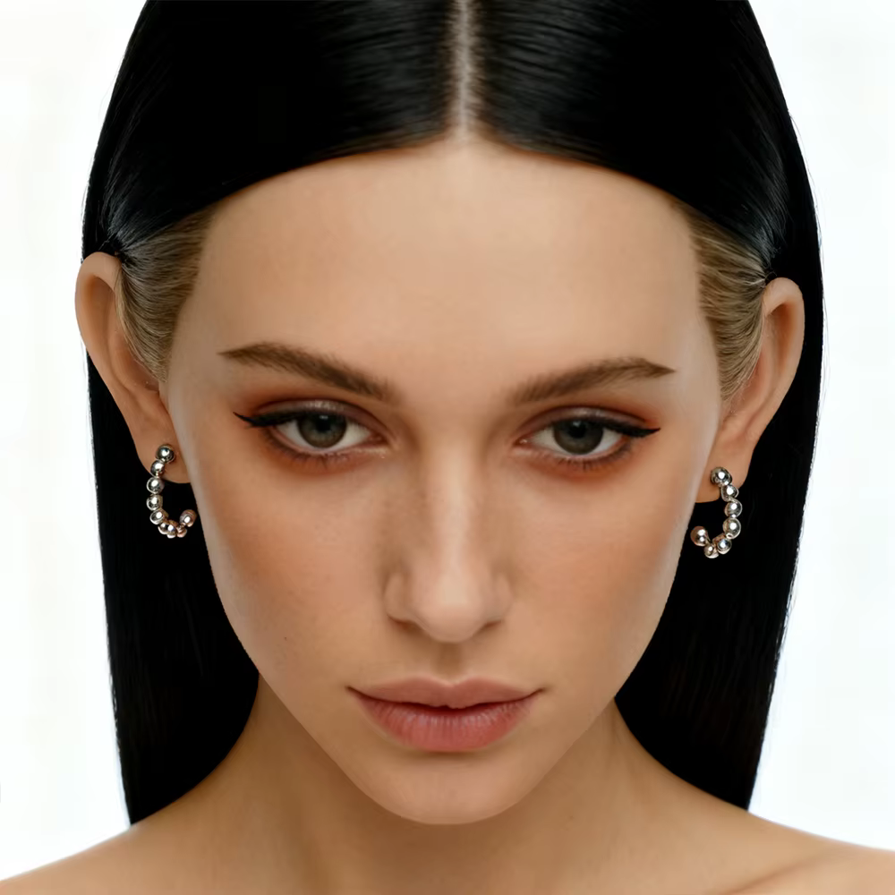 Moderne Hoop Øreringe Kugler Sølv