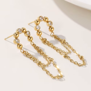 Hængeøreringe med zircon – vandfaste, Guld