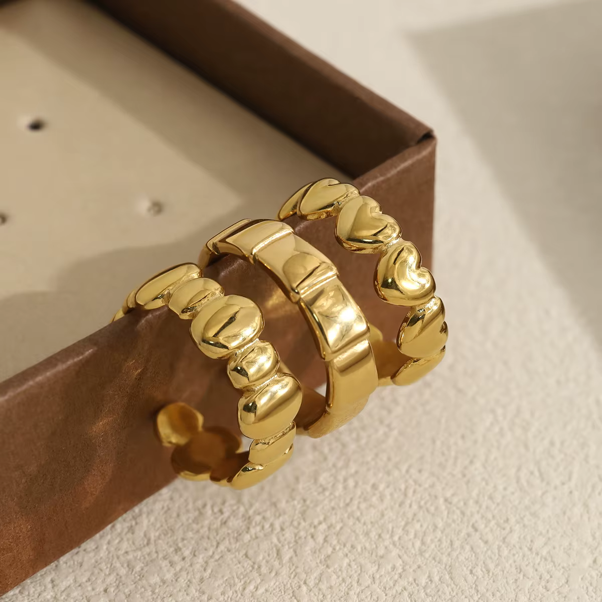 Vandfast Justerbar Ring Bamboo, Guld - Billede 6