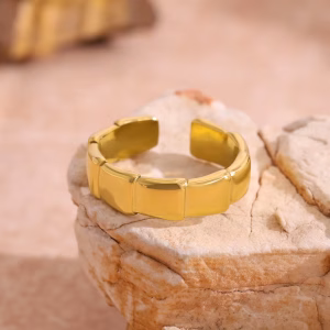 Vandfast Justerbar Ring Bamboo, Guld