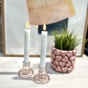 Lysestage Glas Pudder-rosa