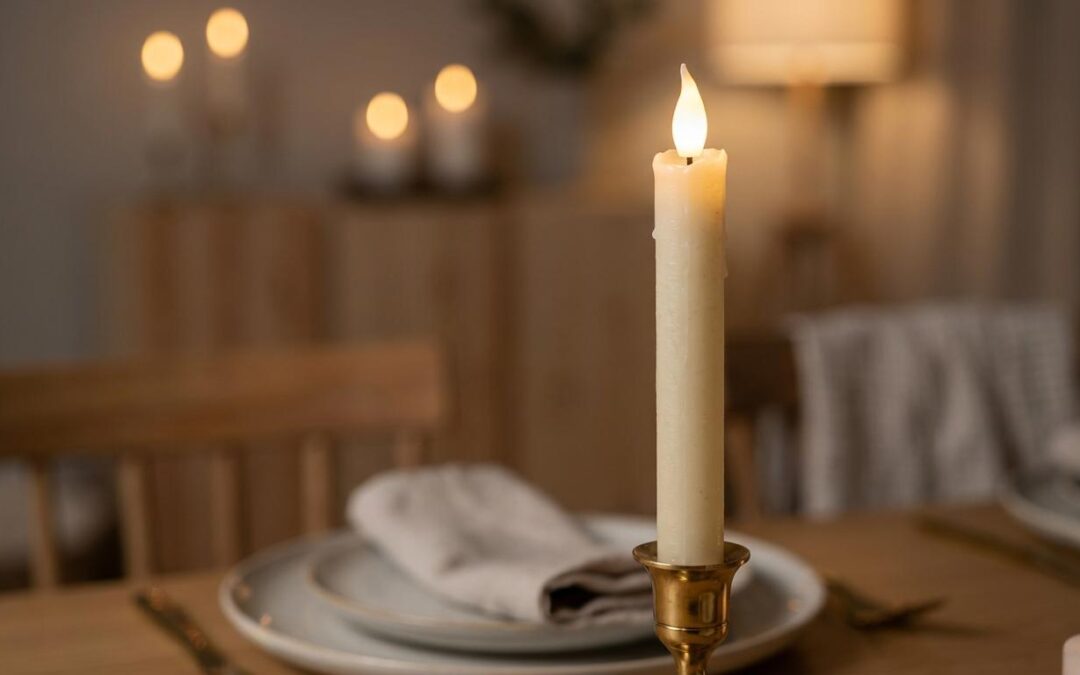 led kronelys med fjernbetjening