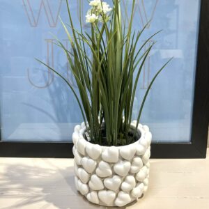 Skøn Urtepotte 3D Hjerter Hvid