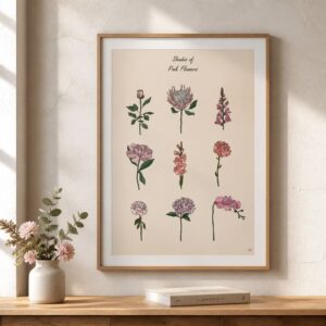 Plakat Rosa Blomster A3