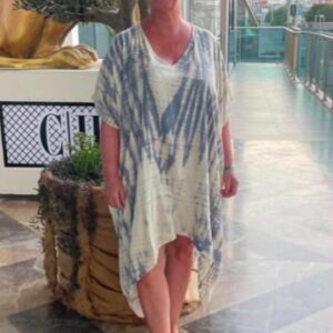 Dip Dye Kjole Blågrå / Creme