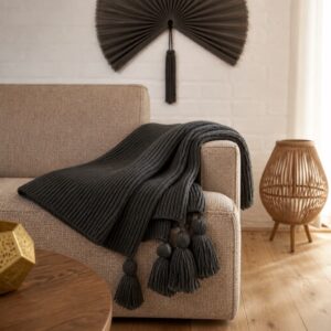 Strikket Plaid Koksgrå - COZY LIVING