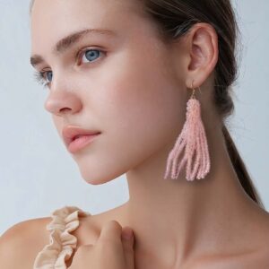 Tassel Øreringe Rosa Klar