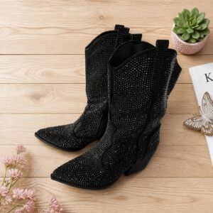 Cowboystøvler Lang Sort Glittersten