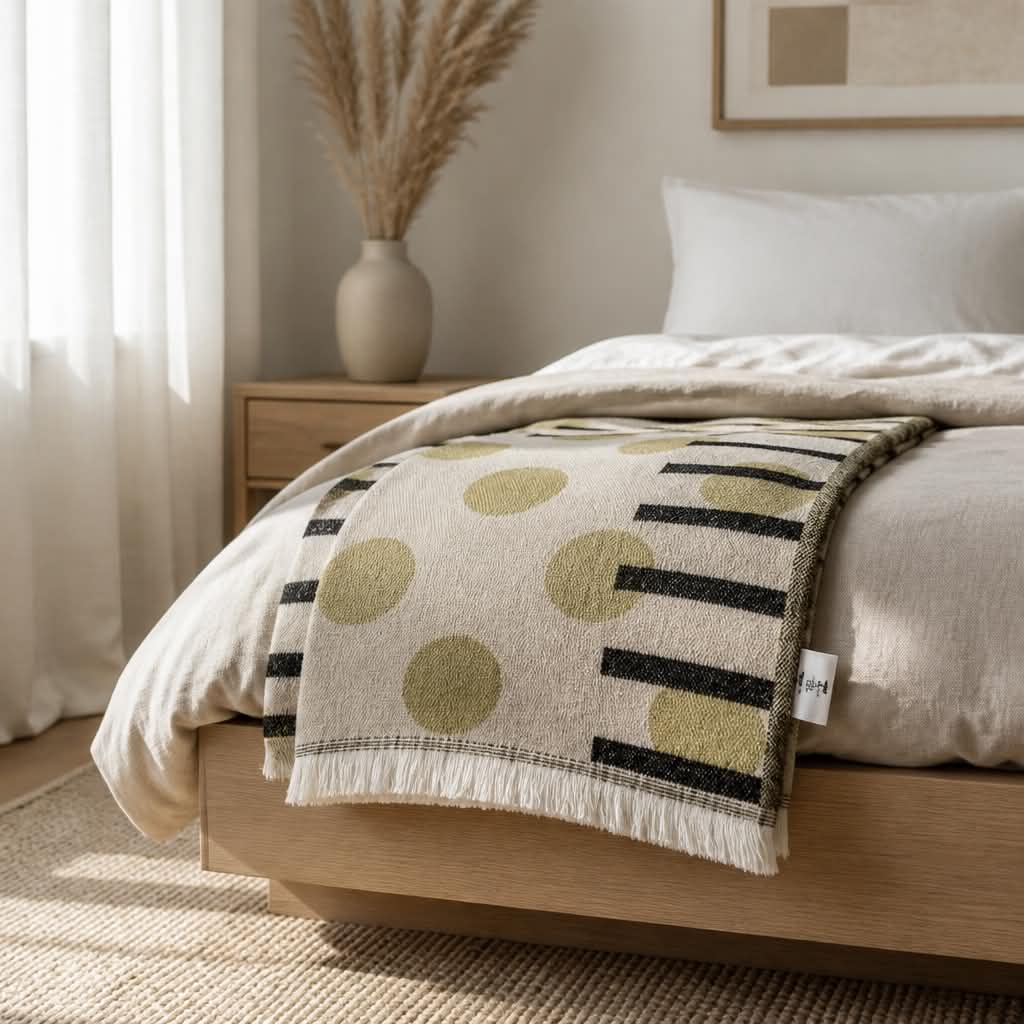 Smuk Mønstret Plaid Sand/Sort/Lime - BAHNE - Billede 3