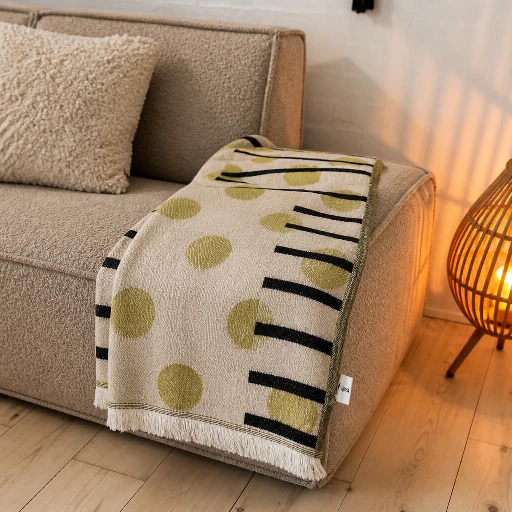 Smuk Mønstret Plaid Sand/Sort/Lime - BAHNE - Billede 2