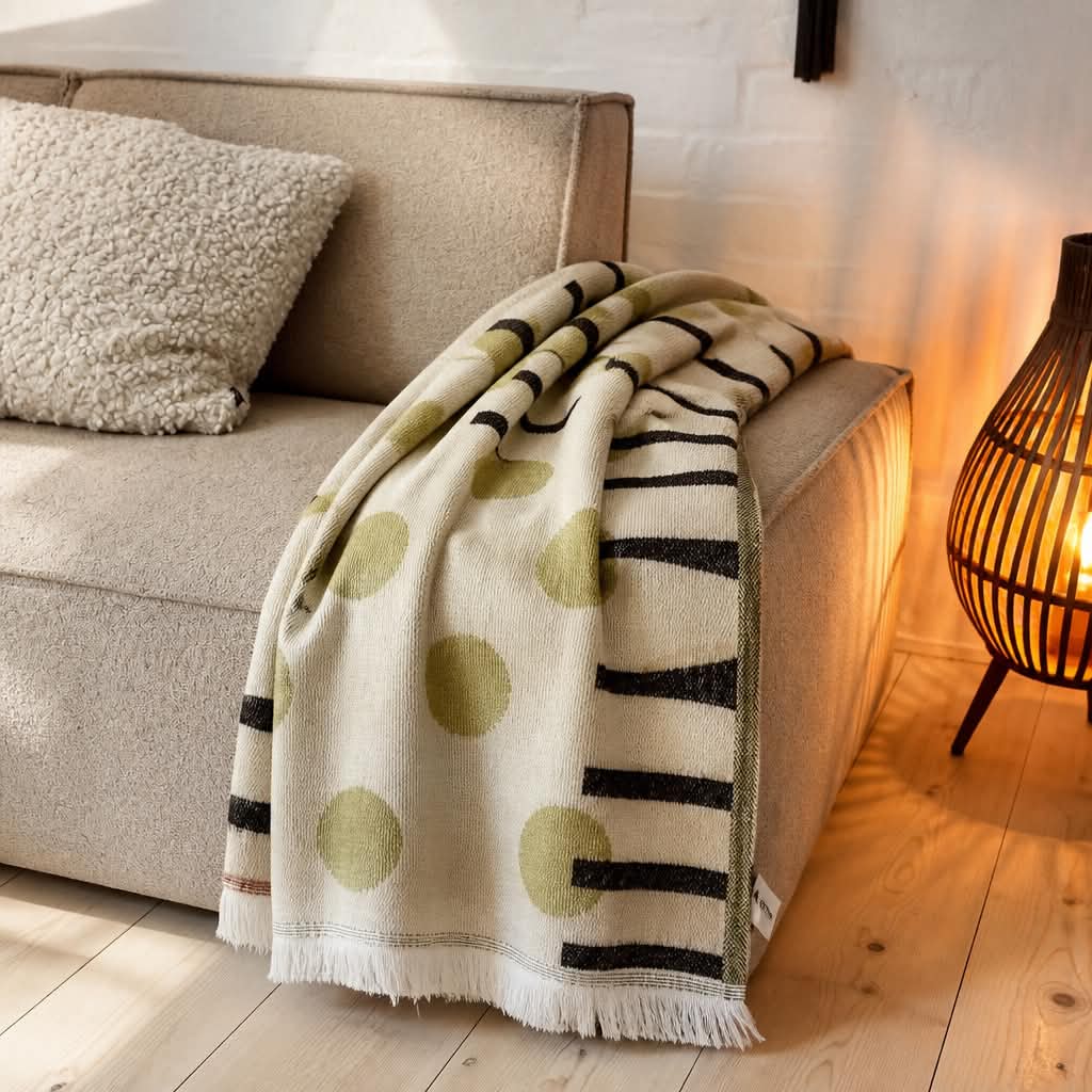 Smuk Mønstret Plaid Sand/Sort/Lime - BAHNE