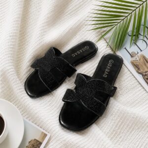 Flad Sandal H Sorte Sten
