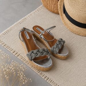 Plateau Sandal Flet Sølv