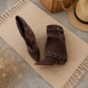 Cowboystøvler m. Fold og Bling Brun