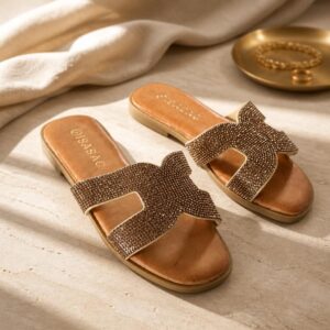 Flad Sandal H Guld Sten