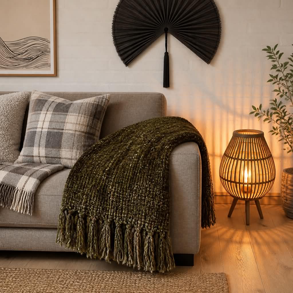 Ronja Bluclé Plaid Oliven - COZY LIVING - Billede 2