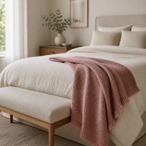 Smuk Strikket Plaid Rosa - COZY LIVING