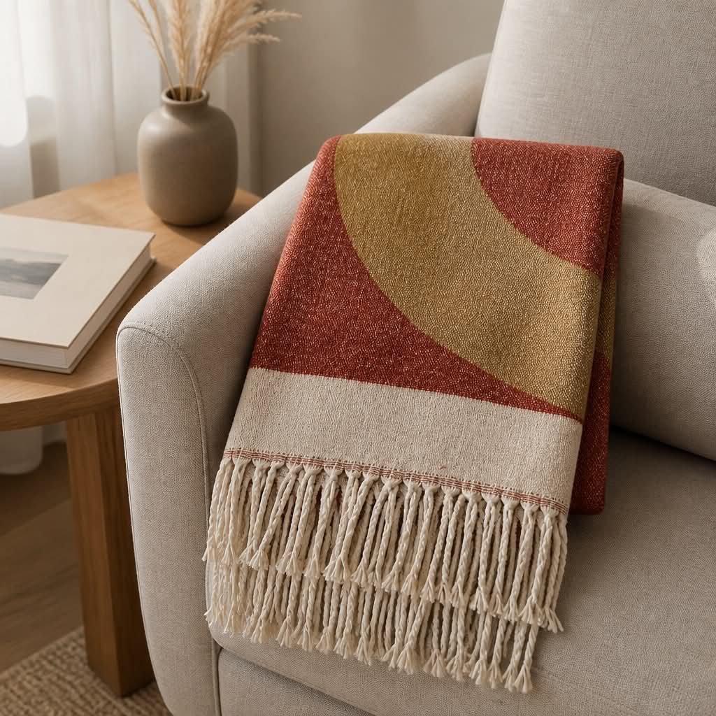 Smuk Mønstret Plaid Terracotta/Sennep - BAHNE - Billede 2