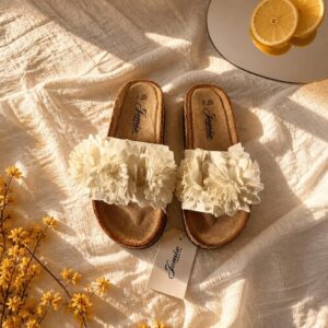 Sandal Creme Blomster