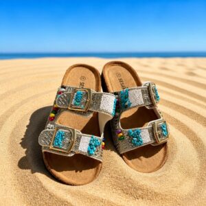 Sandaler Sten Turkis/Hvid